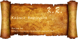 Kaincz Reginald névjegykártya